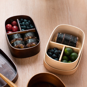 日式便当盒午餐盒野餐盒复古餐盒木饭盒木质便携学生点心盒零食盒