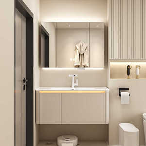 定制TOTO浴室柜实木组合现代简约镜前灯卫生间吊柜储物浴室柜侧柜