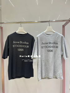 Acne Studios 复古做旧1996徽标印花休闲圆领短袖T恤上衣男女同款