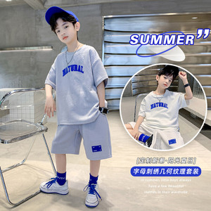韩国品牌儿童装2024男童夏装短袖套装中大童夏季男孩运动薄款潮衣