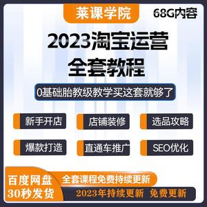 2023淘宝运营教程网店开店电商推广选品直通车蓝海培训视频课程