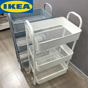 IKEA宜家小推车置物架落地厨房浴室移动零食卫生间多层卧室床头收