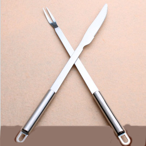 户外野餐不锈钢烧烤刀叉加厚烤羊腿刀叉烤肉叉野营烧烤工具烧烤刀