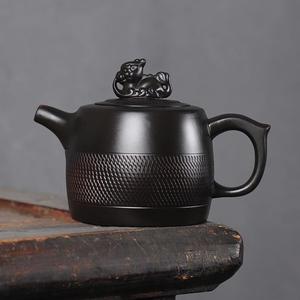 紫陶茶壶茶具凤鸣壶纯手工井栏壶建水中式茶壶泡茶专用家用紫陶壶