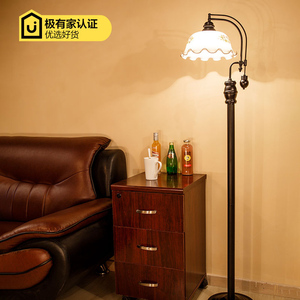 老上海创意木艺田园欧式美式复古落地灯客厅卧室床头书房落地台灯