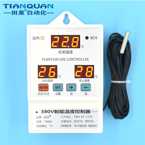 田泉380V三相风机温度控制器 380v可调温度养殖温控器 温控仪开关