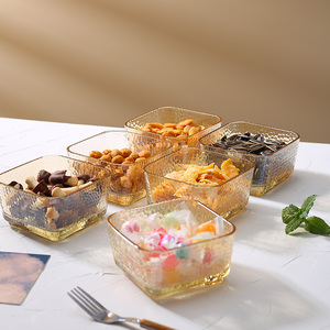 玻璃干果盘北欧创意水果盘家用零食分格盘客厅小吃点心坚果糖果盘