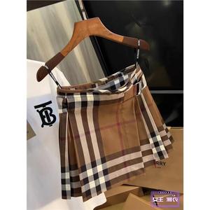 Burberry/巴宝莉 夏季新款经典格子条纹拼接撞色短裙女裙子半身裙