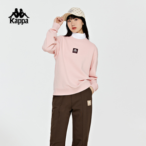 Kappa卡帕套头衫2023女简约运动卫衣纯色百搭圆领长袖K0D82WT70