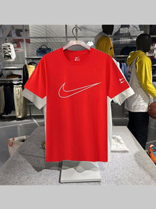 Nike耐克高考短袖男红色金对勾上衣女运动T恤大码半袖师生送考服