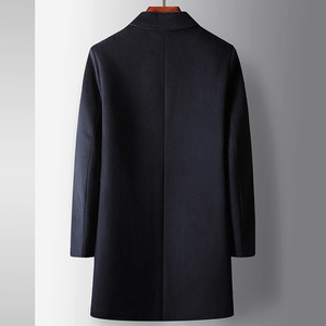男式大衣秋冬新款西装领夹棉加厚羊毛单面呢风衣中年商务保暖外套