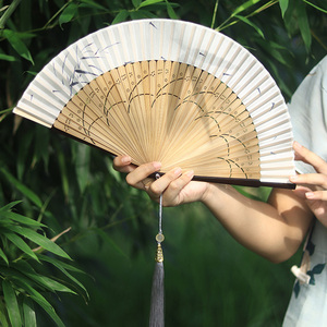 汉服扇旗袍扇子古风折扇素雅女扇夏季中国风扇折叠便携古典小扇子