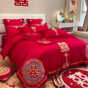 梦洁（精品家纺）中式婚庆结婚床上用品十一件套大红色婚礼陪嫁四