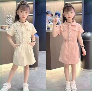 韩版女童工装连衣裙夏款学院风8短袖中大童9中小学生网红洋装裙子