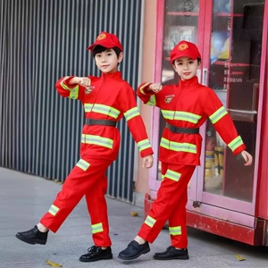 六一儿童消防员衣服表演出服装春夏季小孩男cosplay角色扮演套装