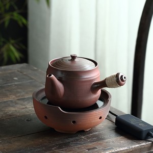 日式进口老岩泥煮茶壶大容量煮白茶陶壶侧把壶烧水壶电陶炉煮茶器