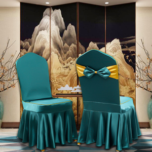 贡缎酒店专用椅套罩餐厅饭店宴会婚庆椅子套会议室餐桌定做蝴蝶结