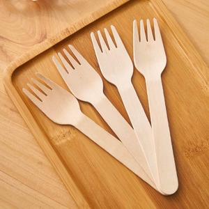 一次性木制叉子勺子 生日蛋糕叉商用家用纸勺木质餐具木叉水果叉