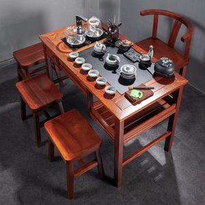 布斯奈丽 刚果花梨实木红木茶桌椅组合阳台茶具套装家用沙比利