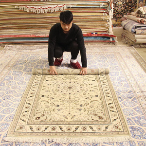 真丝地毯 手工羊毛波斯地毯中国丝织手工艺真丝地毯卧室客厅书房