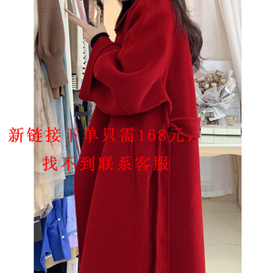 女子大衣韩系厚赫222小版红色毛呢外套呢加本风0秋冬季新款个子韩