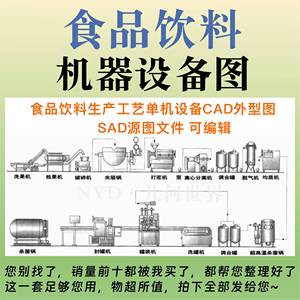 食品饮料机器设备食品工厂车间机械生产工艺单机CAD设计外型图库