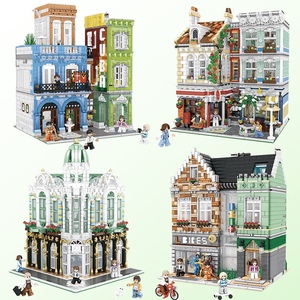 建筑物街景砖块广场古巴酒店迷你砖咖啡旅馆儿童MOC拼装玩具积木