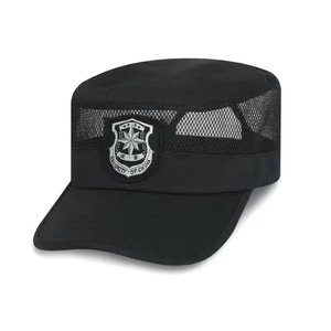 新式保安帽物业门卫执勤帽春夏款网眼可调节男女通用平顶作训帽子