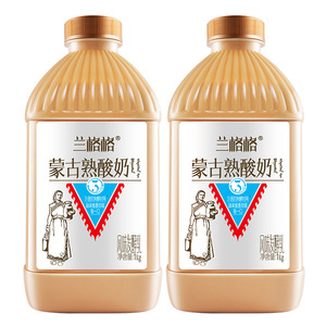 【顺丰】兰格格炭烧风味熟酸奶低温1kg*2桶雪原蒙古发酵活菌酸奶