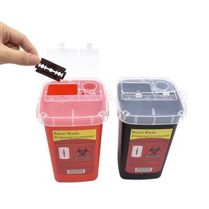 一次性刀片回收桶利器锐器盒黑色红色塑料刀片方形垃圾桶外贸定做