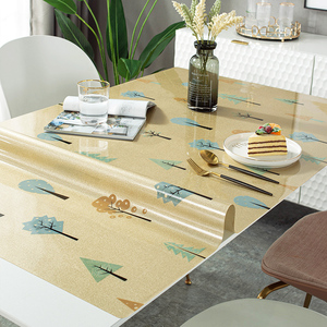 印花防滑隔热垫水晶板防烫台面塑料西餐套罩饭桌pvc家用厨房桌布