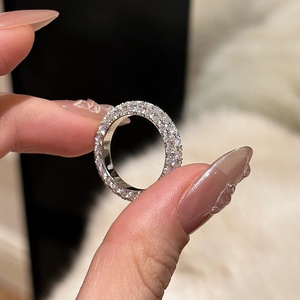 「biu boom」纯银镀真金甜甜圈戒指女小众设计锆石满钻指环食指戒