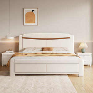 白色全实木床现代简约1.8米主卧双人大床中式储物婚床单人橡木床