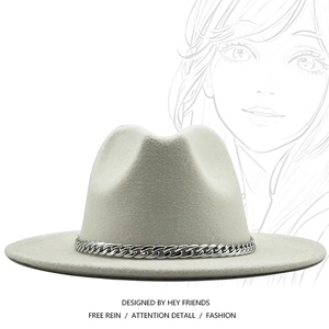 Unisex Wide Brim Felt Hats Men Women Panama Trilby Hat爵士帽