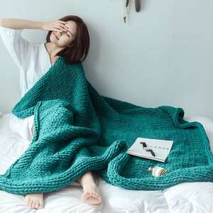 北欧沙发盖毯毛线编织办公室午睡休闲毯子针织毛毯被子加厚床尾毯