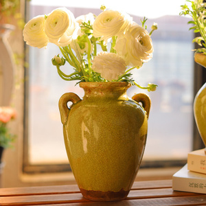 陶瓷花瓶美式乡村地中海法式复古花瓶工艺饰品摆件创意设计花瓶