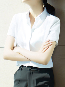 雅戈尔雀后白衬衫女短袖职业2024夏季薄款工装高级感气质正装工作