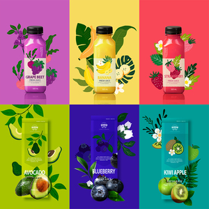 SG-06天然水果饮料果汁饮品蓝莓牛油果包装瓶子海报PSD素材模板图电子版飍譶