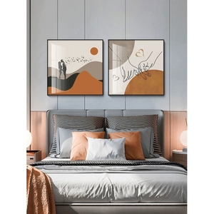 莫兰迪现代卧室装饰画温馨小户型婚房主卧挂画北欧风客厅床头壁画