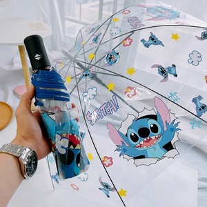 卡通动漫史迪仔全自动透明雨伞网红折叠三折伞手动史迪奇儿童男女