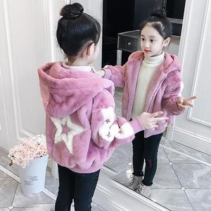韩版女童秋冬装加厚外套2023新款儿童仿皮草公主洋气保暖女孩毛毛