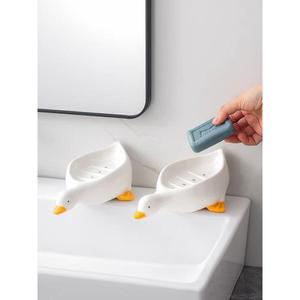 可爱鸭子香皂盒置物架卫生间不积水沥水皂碟托卡通创意塑料肥皂盒