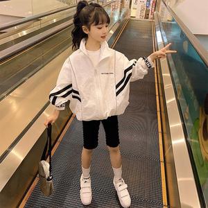 女童外套2021新款韩版春夏季中大童蝙蝠衫儿童洋气夹克时髦防晒衣