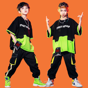 男童帅气韩版潮吉他演出服街舞套装新秋款女童架子鼓爵士舞表演服