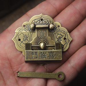 中式仿古方形纯铜锁扣搭扣箱扣首饰盒铜配件小木盒挂锁扣锁片锁鼻