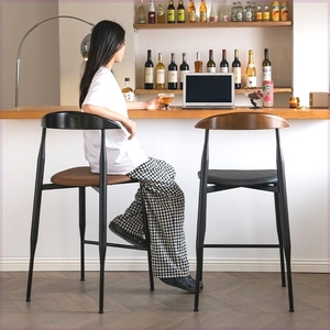 吧椅家用靠背轻奢吧台凳子牛角铁艺高脚椅酒吧咖啡厅吧凳岛台北欧
