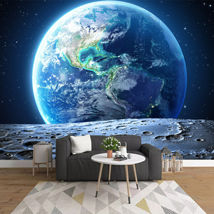 地球背景墙布宇宙星空月球墙纸儿童房电视沙发壁纸卧室背景墙壁画