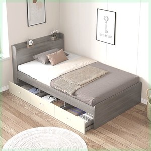一米单人床成人抽屉式收纳小户型储物床一米二床板式床1米1.2米床