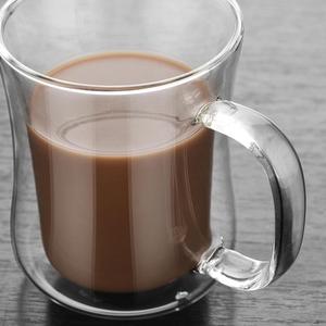 泽吉莫新品杯双层玻璃咖啡杯带把牛奶杯马克咖啡杯家用耐热水杯早