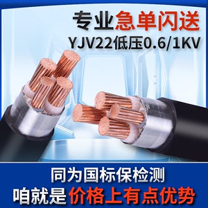YJV22纯铜芯铠装电缆线2/3/4/5芯10 16 25 35平方国标铠装地埋线